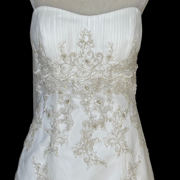 Wedding Dress Bridal Gown Ivory Gold Size 12 Convertible Two Length Embellished - Picture 3 of 16